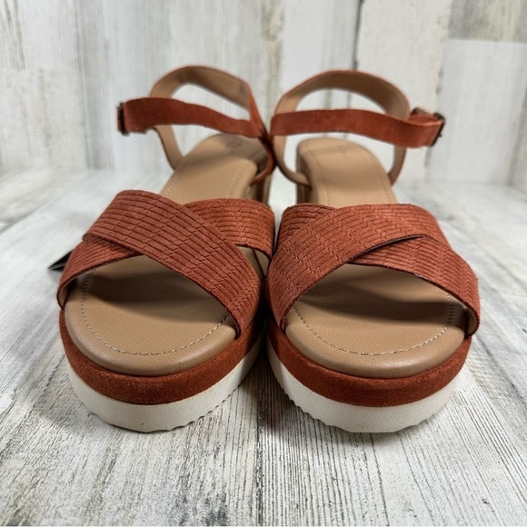 New CREVO Women's Sycamore Wedge Heel Sandals Terracotta #736 - Picture 2 of 11